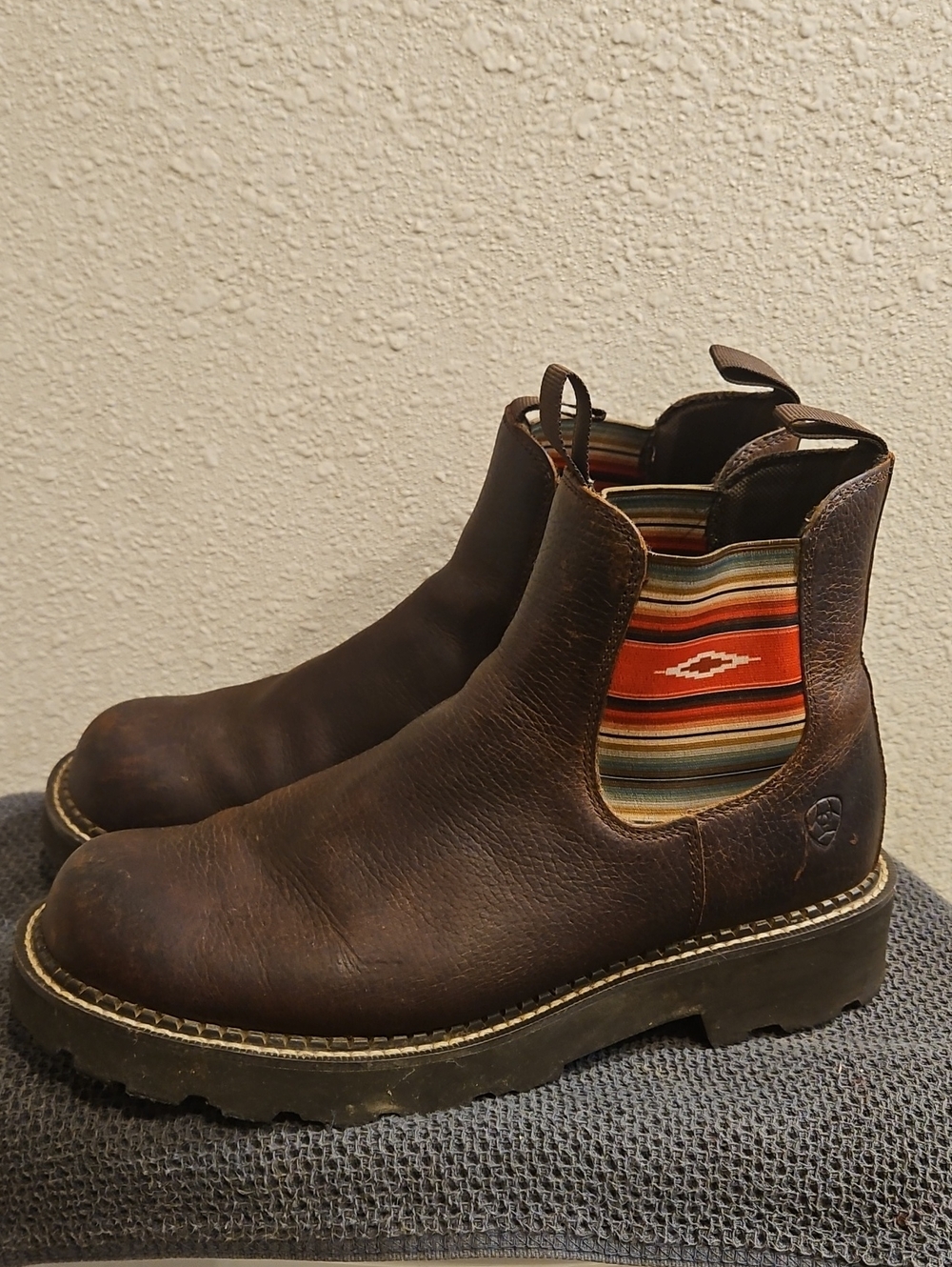 Ariat Women’s Brown Boots with Multicolor Striped Elastic Panels